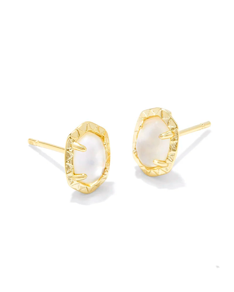 DAPHNE STUD EARRINGS - GOLD IVORY MOTHER OF PEARL