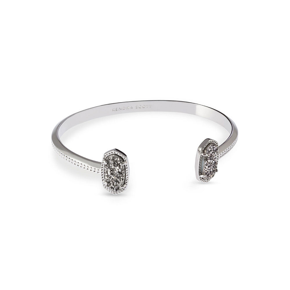 ELTON CUFF BRACELET - RHODIUM/PLATINUM DRUSY