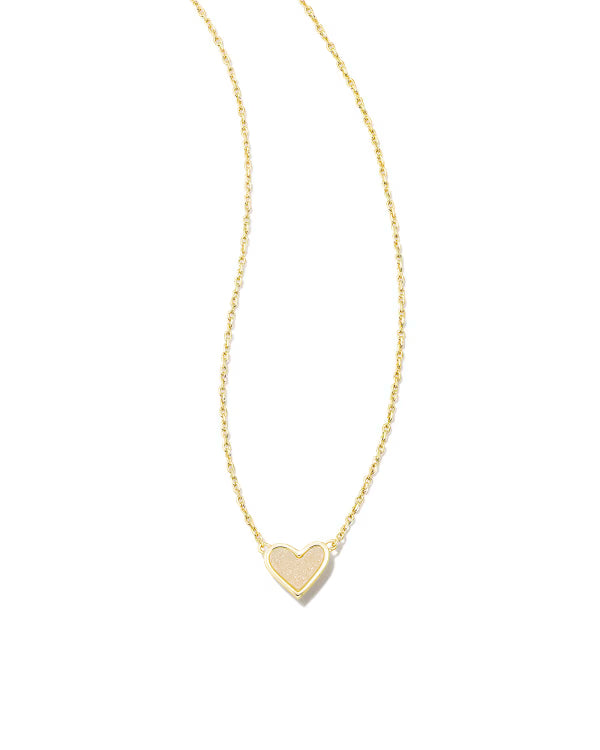ARI HEART SHORT PENDANT NECKLACE - GOLD IRIDESCENT DRUSY