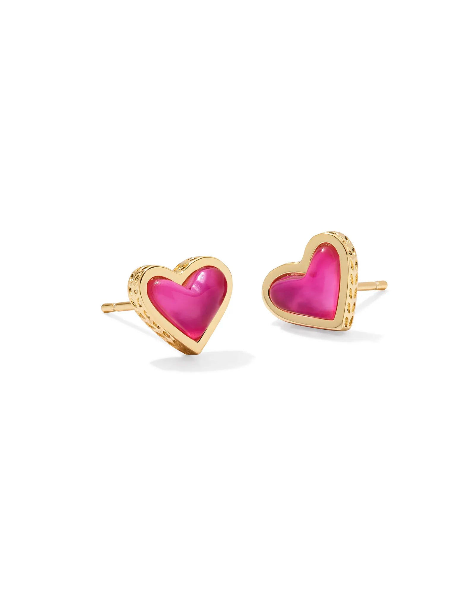 FRAMED ARI HEART STUD EARRINGS - GOLD AZALEA ILLUSION