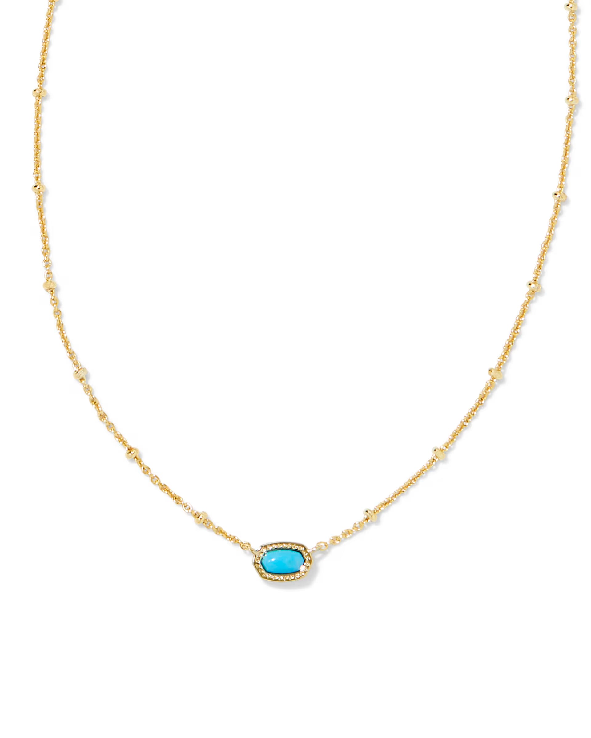 MINI ELISA SATELLITE SHORT PENDANT NECKLACE - GOLD TURQUOISE MAGNESITE