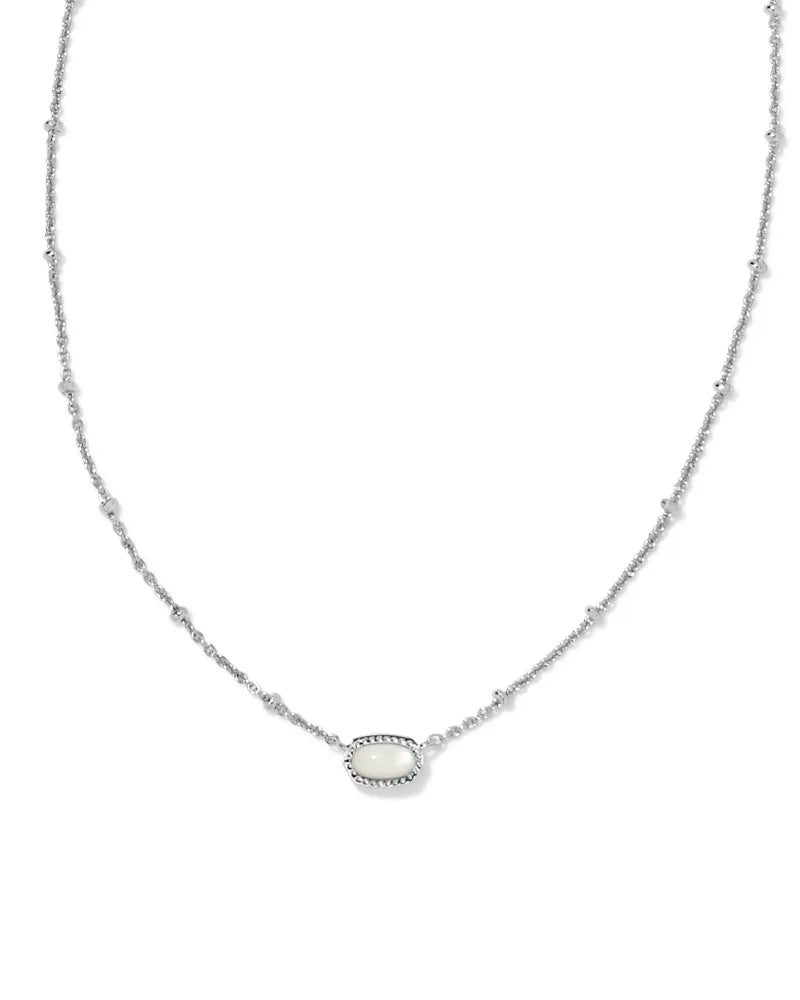BABY ELISA SATELLITE SHORT PENDANT NECKLACE - SILVER IVORY MOTHER OF PEARL