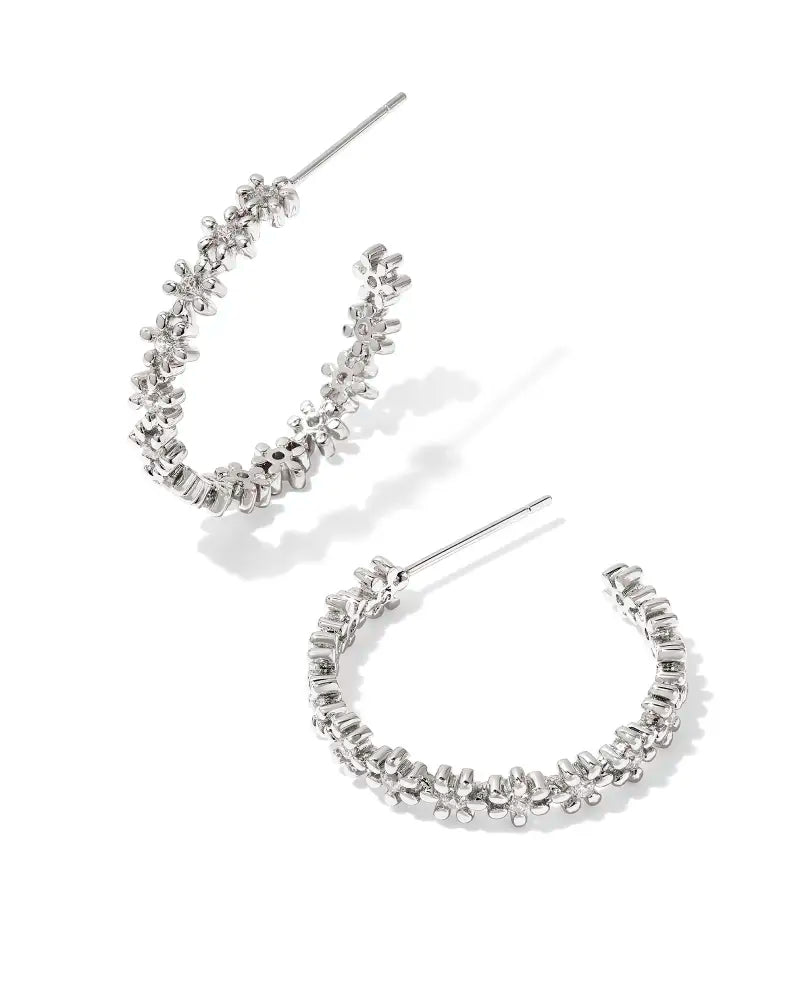 NYDIA HOOP EARRINGS - SILVER WHITE CRYSTAL