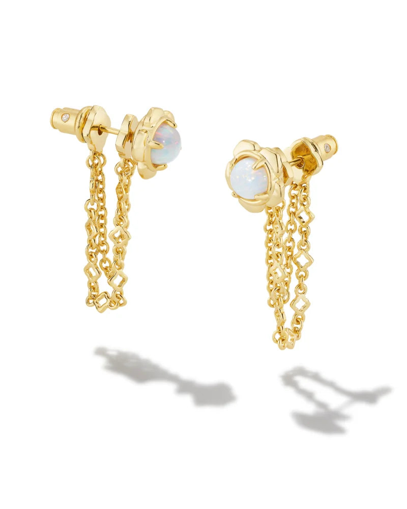 SUSIE EAR JACKET - GOLD BRIGHT WHITE KYOCERA OPAL
