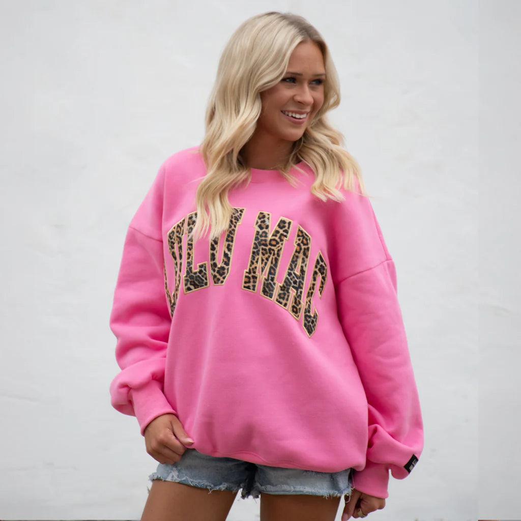 LULU MAC SWEATSHIRT - BUBBLEGUM W/LEOPARD