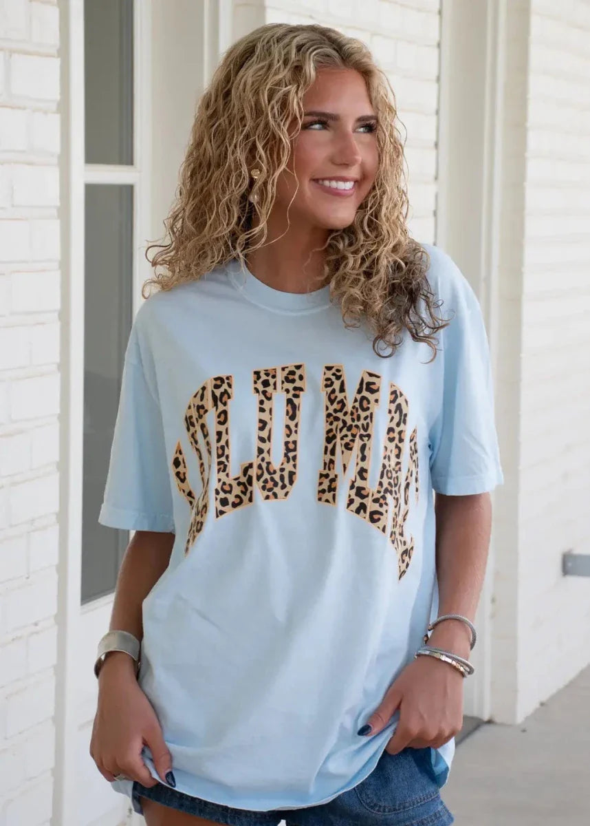LULU MAC SS TEE - LEOPARD CHAMBRAY