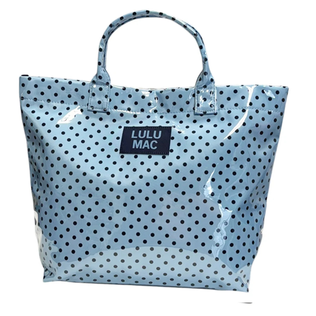 LULU MAC TOTE BAG - LIGHT BLUE/NAVY DOT