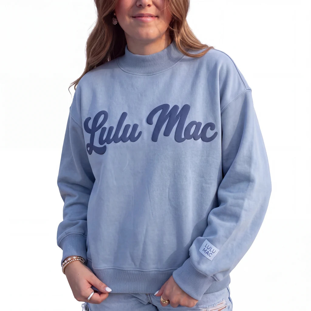 LULU MAC SWEATSHIRT - SCRIPT - BLUE/BLUE