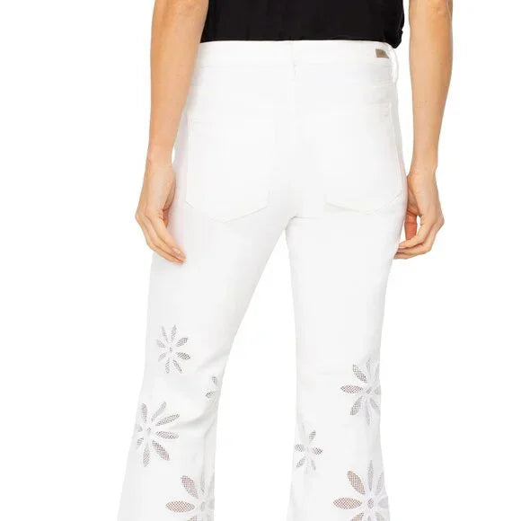 HANNAH CROP FLARE W/FRAY HEM - WHITE DAISY