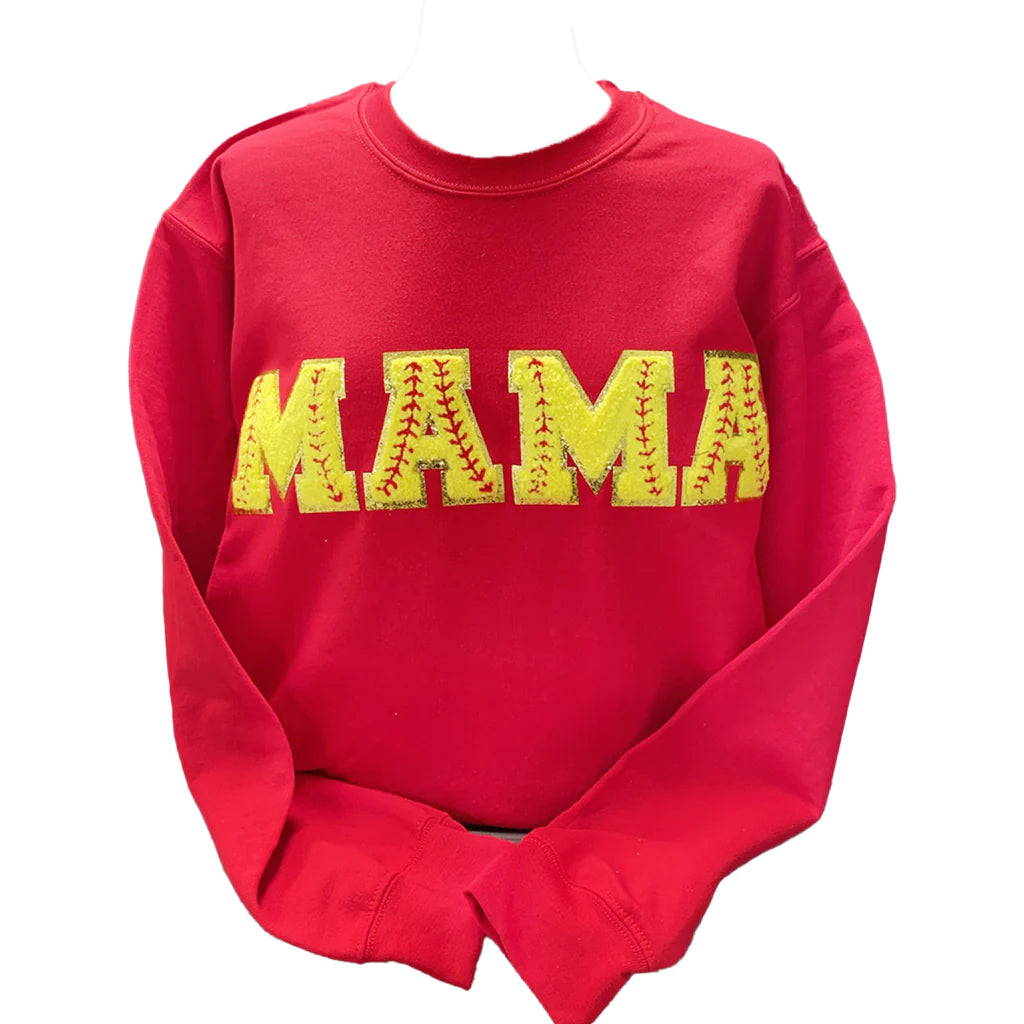 MAMA SOFTBALL VARSITY LETTER SWEATSHIRT - RED