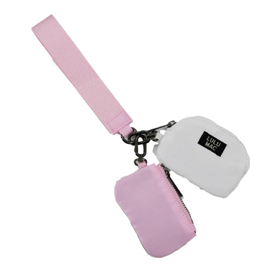 LULU MAC DOUBLE POUCH WRISTLET - PINK/WHITE