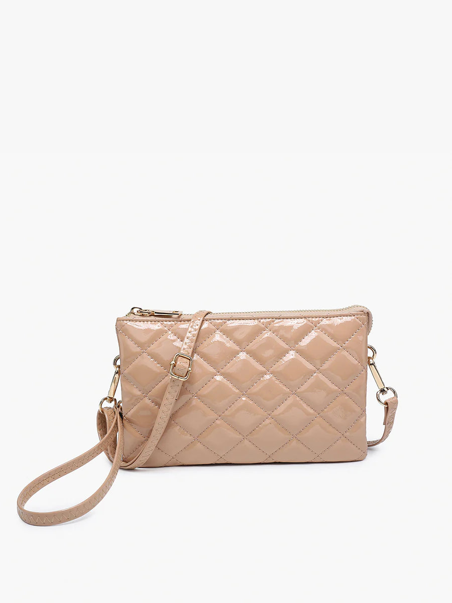 RILEY HIGH GLOSS QUILTED CROSSBODY - NUDE