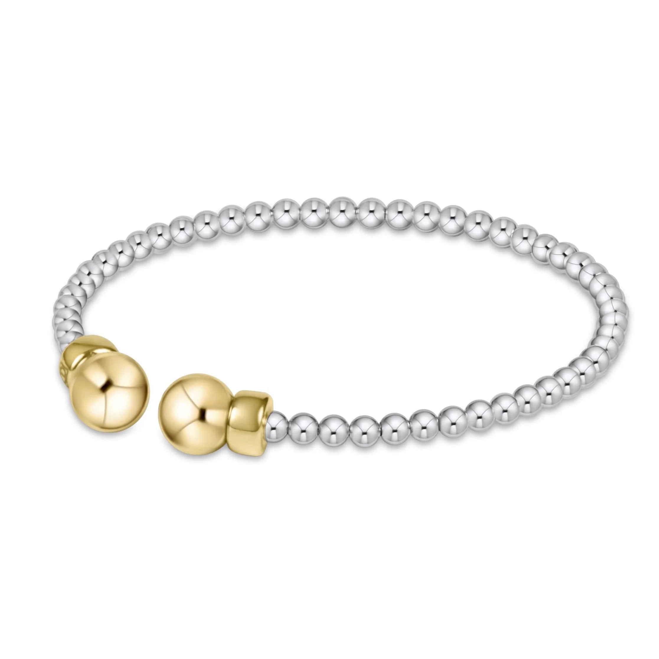CLASSIC MIXED METAL 3MM BEAD CUFF – GOLD
