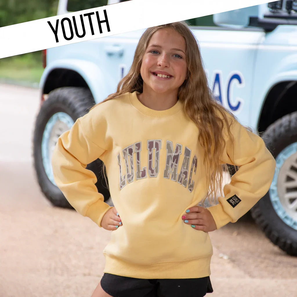YOUTH - LULU MAC SWEATSHIRT -BUTTER W/CAMO