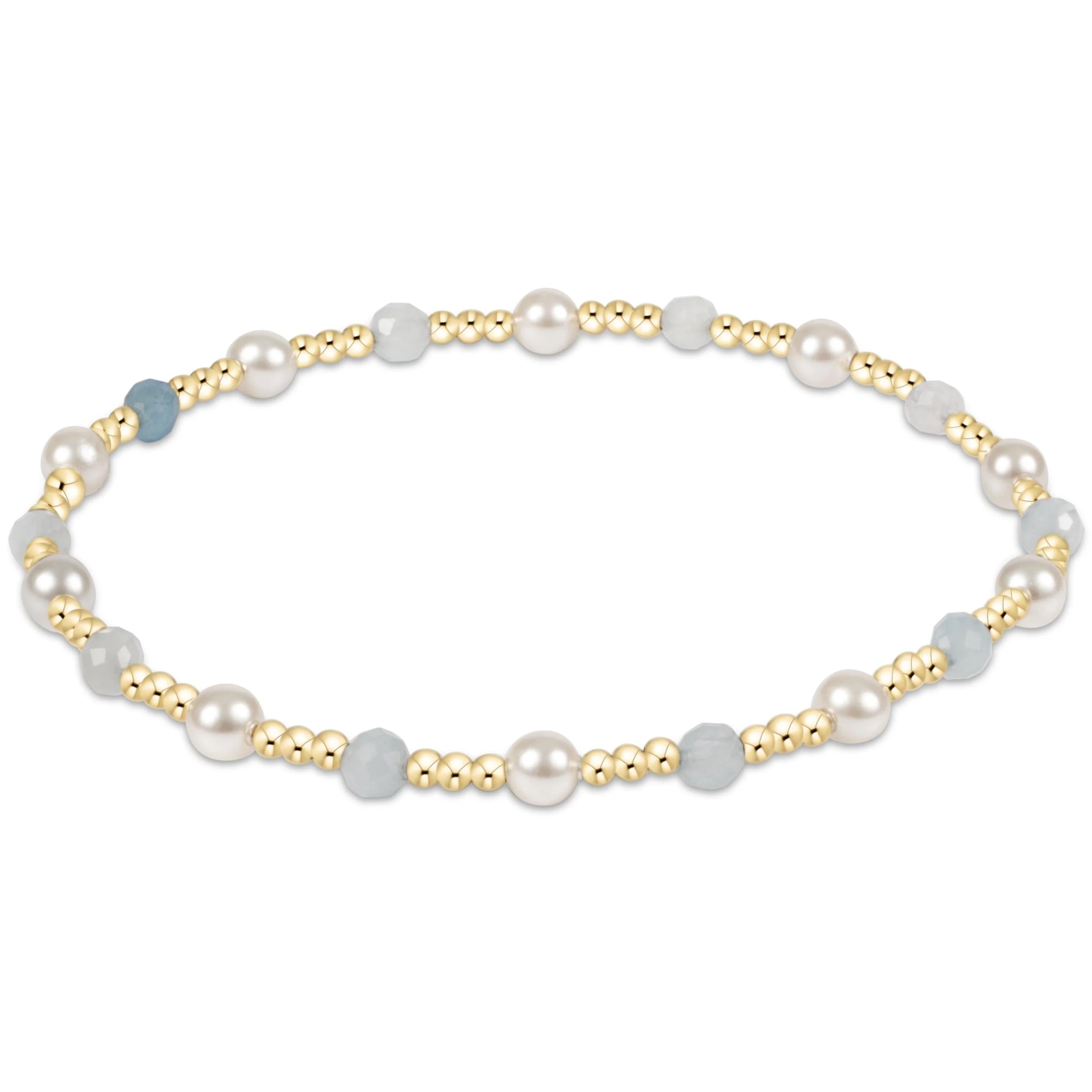 PEARL SINCERITY PATTERN 4MM BEAD BRAC AQUAMARINE