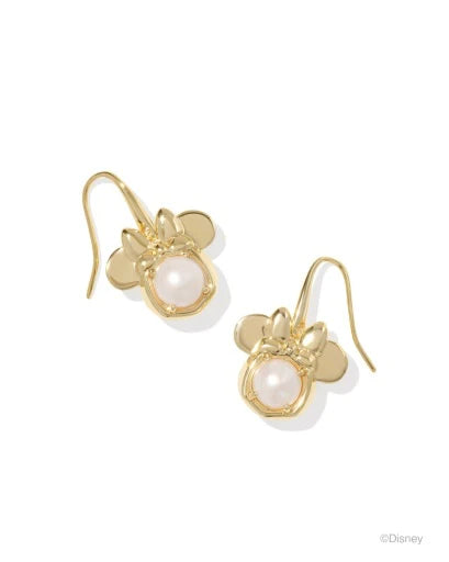 MINNIE MOUSE DROP EARRINGS - GOLD WHITE PEARL
