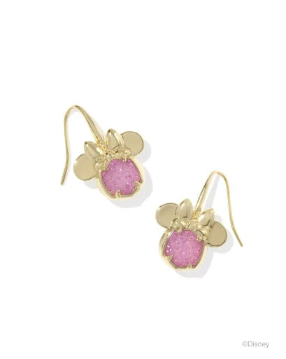 MINNIE MOUSE DROP EARRINGS - GOLD HOT PINK DRUZY