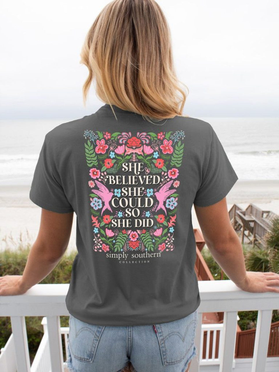 SHE BELIEVED SHE COULD SO SHE DID SS - GRAPHITE HEATHER