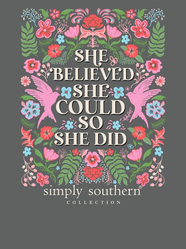 SHE BELIEVED SHE COULD SO SHE DID SS - GRAPHITE HEATHER