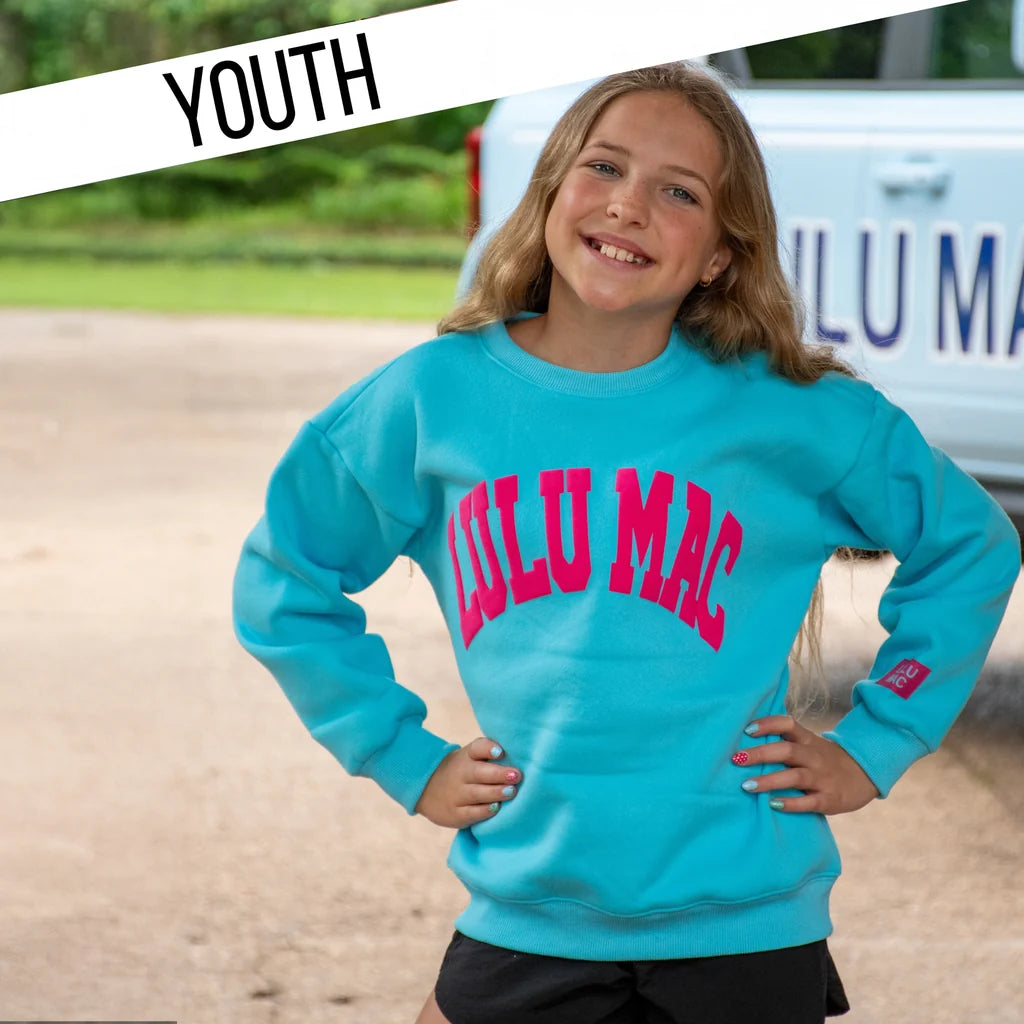 YOUTH - LULU MAC SWEATSHIRT -BLUE/HOT PINK PUFF