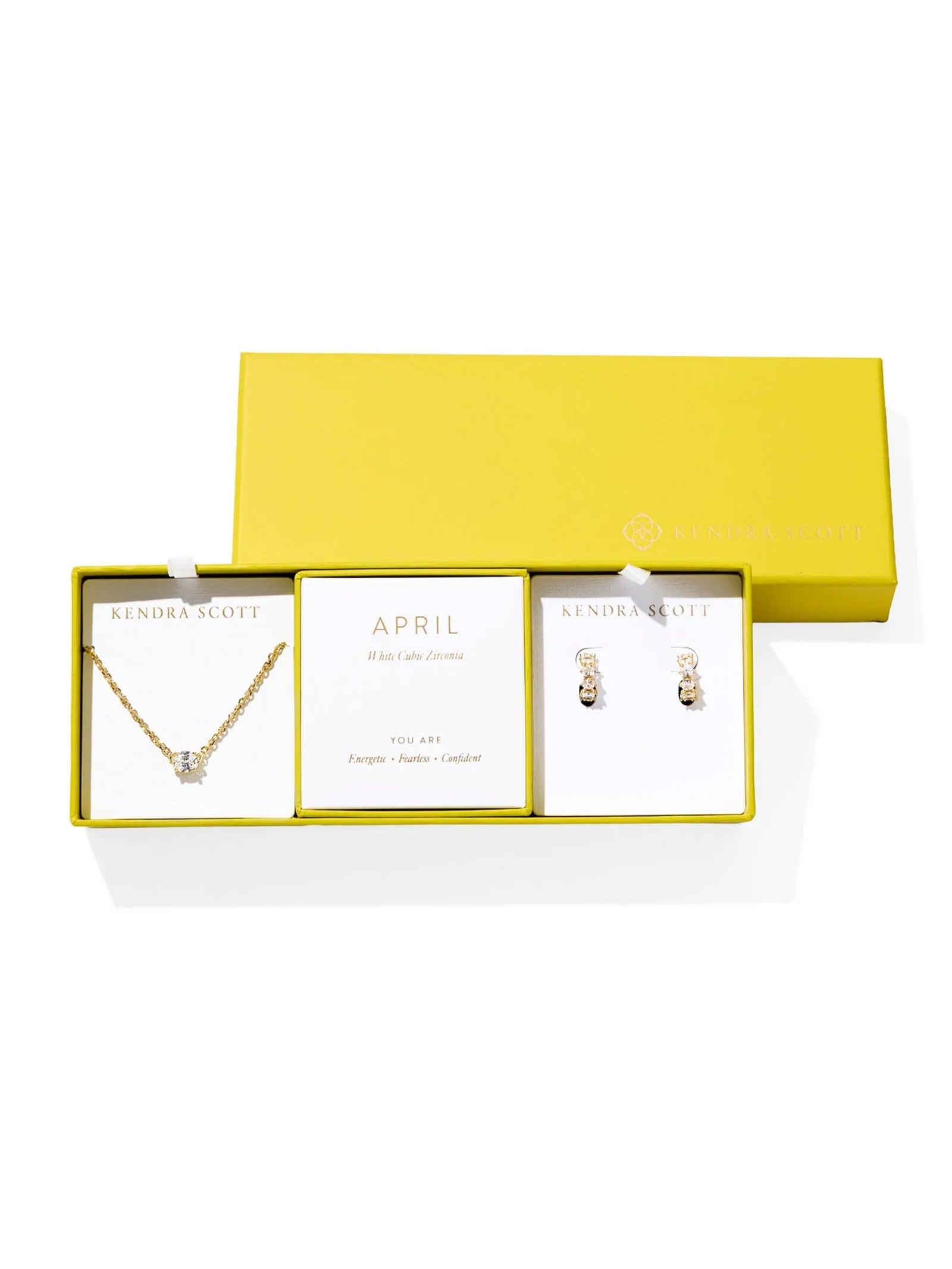 CAILIN BIRTHSTONE GIFT SET GOLD WHITE CZ