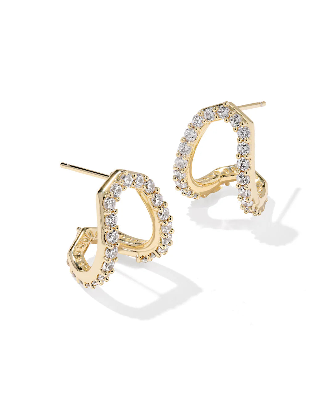 DAPHNE PAVE HUGGIE EARRINGS - GOLD WHITE CZ