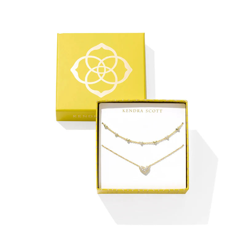 ARI & HAVEN HEART NECKLACE GIFT SET - GOLD WHITE CZ