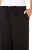 TIE WAIST WIDE LEG ANKLE PANT - BLACK