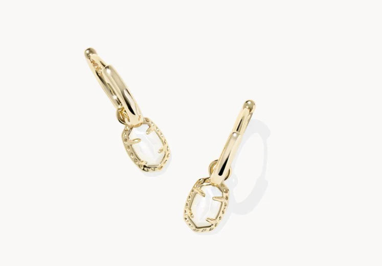 EMILIE HUGGIE EARRINGS - GOLD IVORY MOTHER OF PEARL