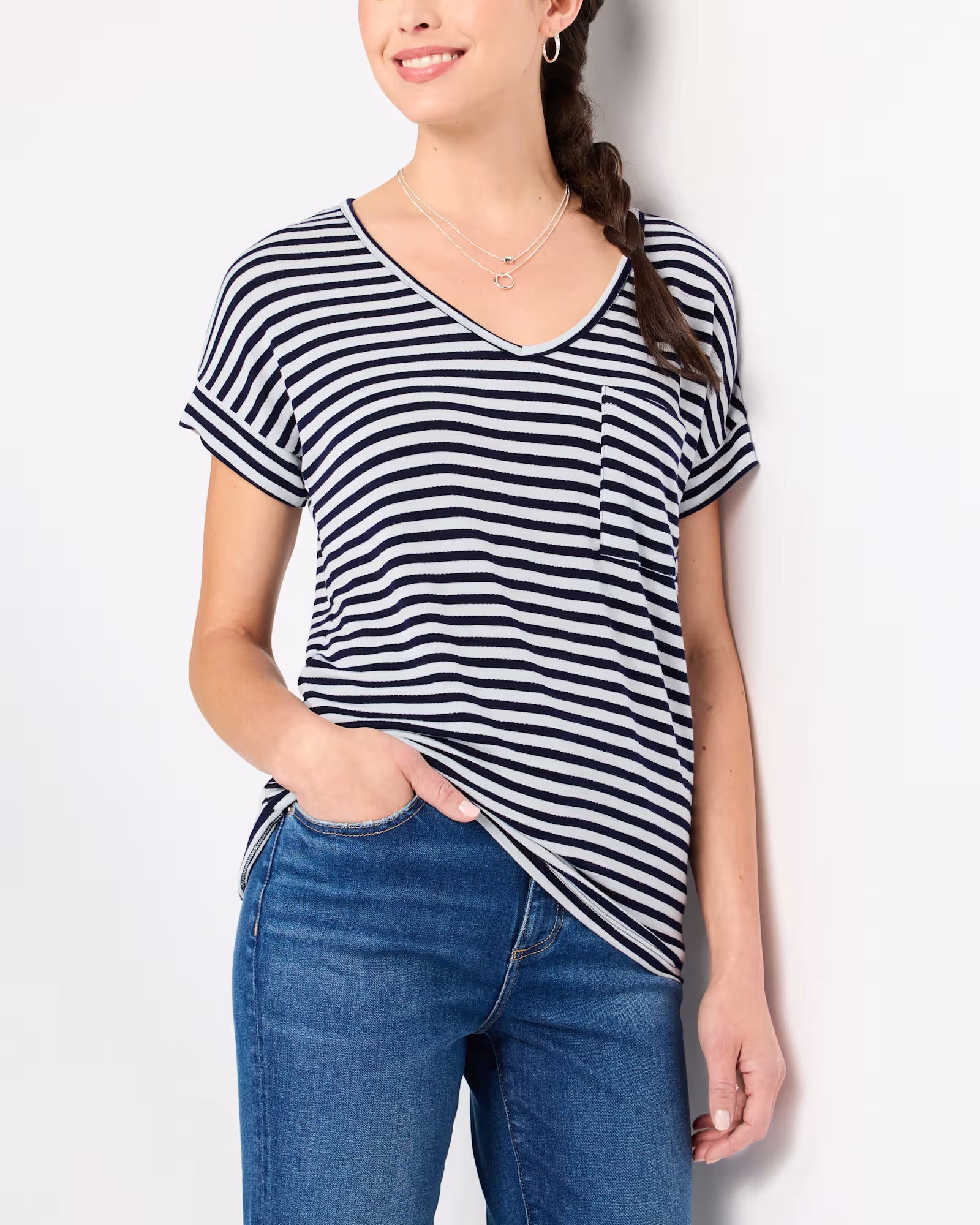 Striped Pocket Short Sleeve Tee