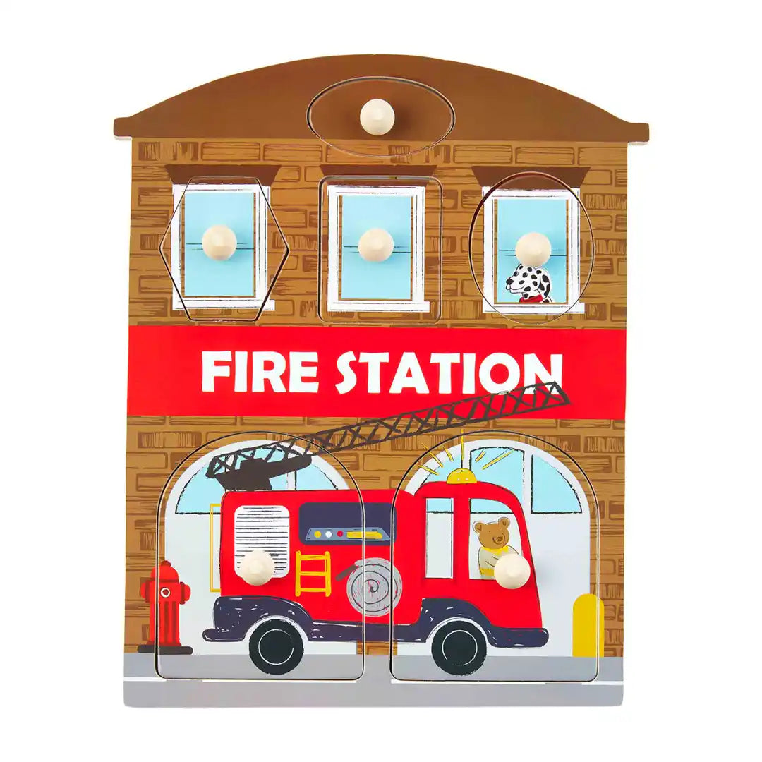FIRE STATION KNOB WOOD PUZZLE