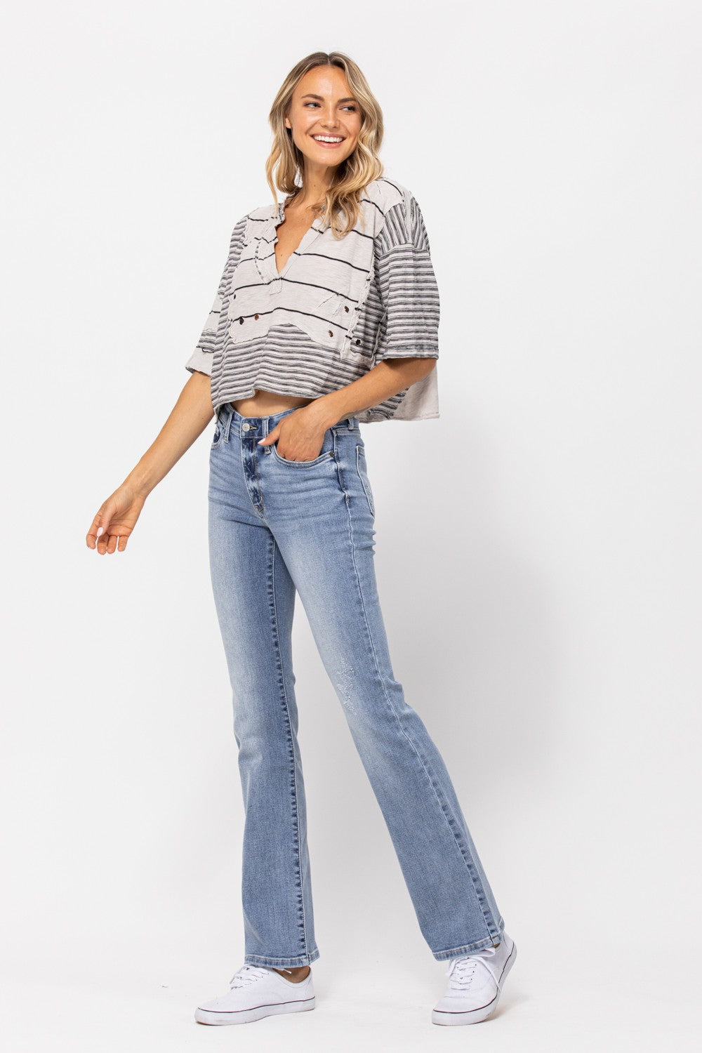 PLUS NO DISTRESS CLASSIC BOOT CUT JEAN