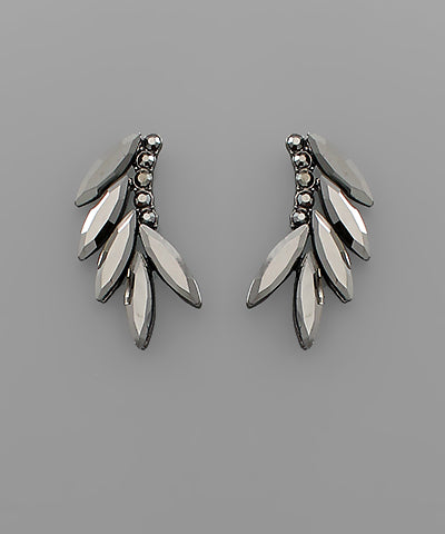 MARQUISE CRYSTAL WINGED EAR CLIMBER - HEMATITE