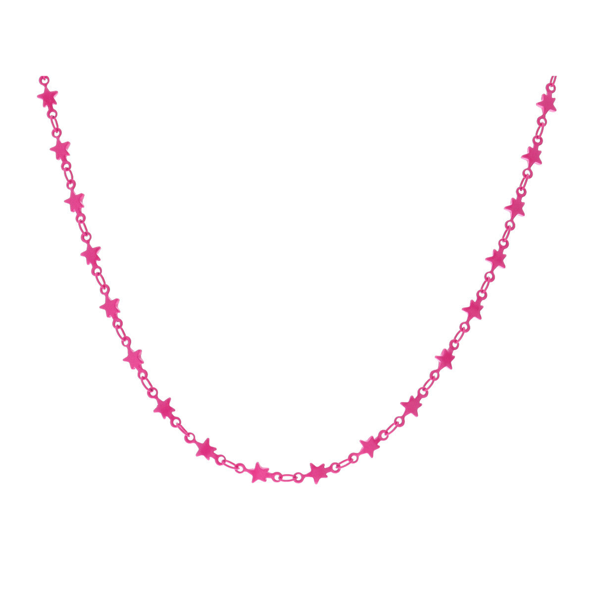 14" HOT PINK METAL STARS NECKLACE