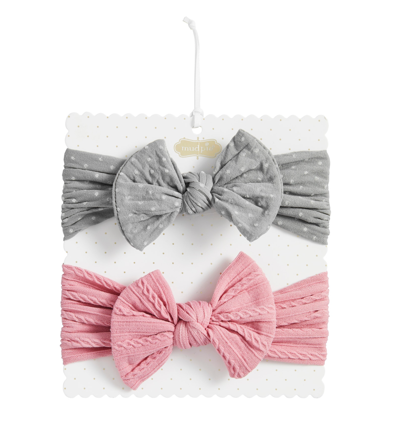 PINK AND GREY BOW SET