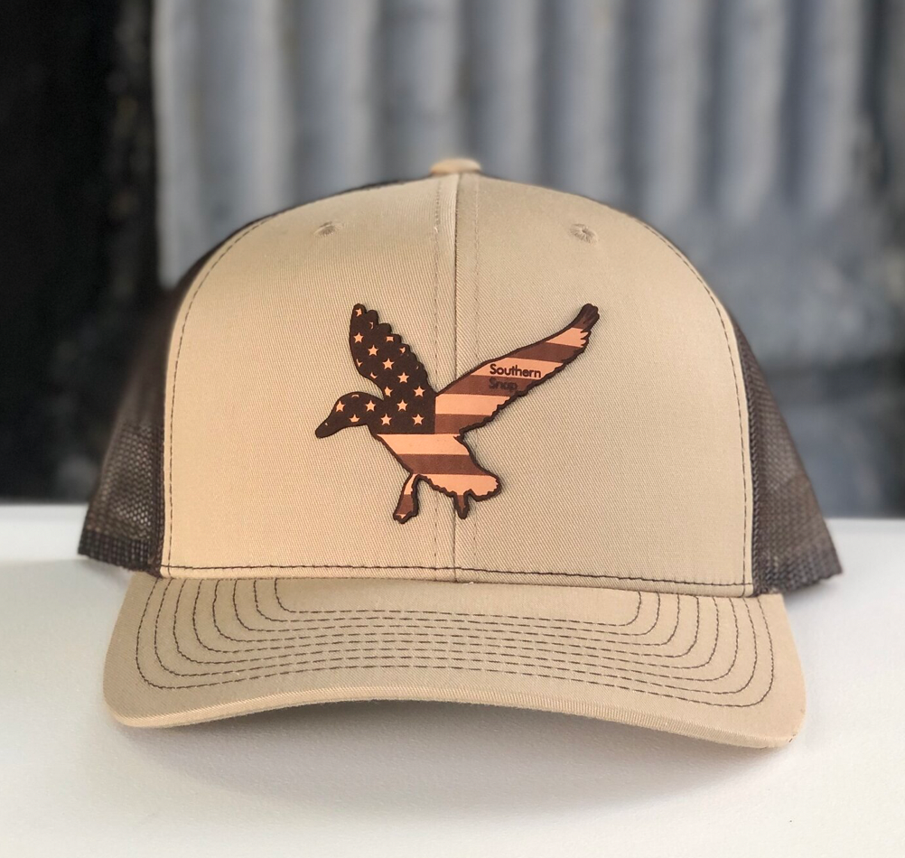 USA LEATHER DUCK HAT KHAKI/BROWN