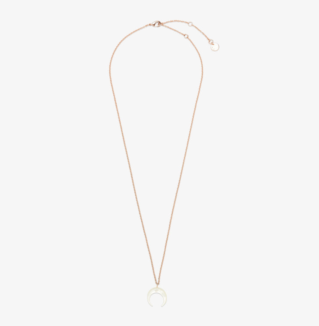 PEARL CRESCENT MOON NECKLACE ROSE GOLD