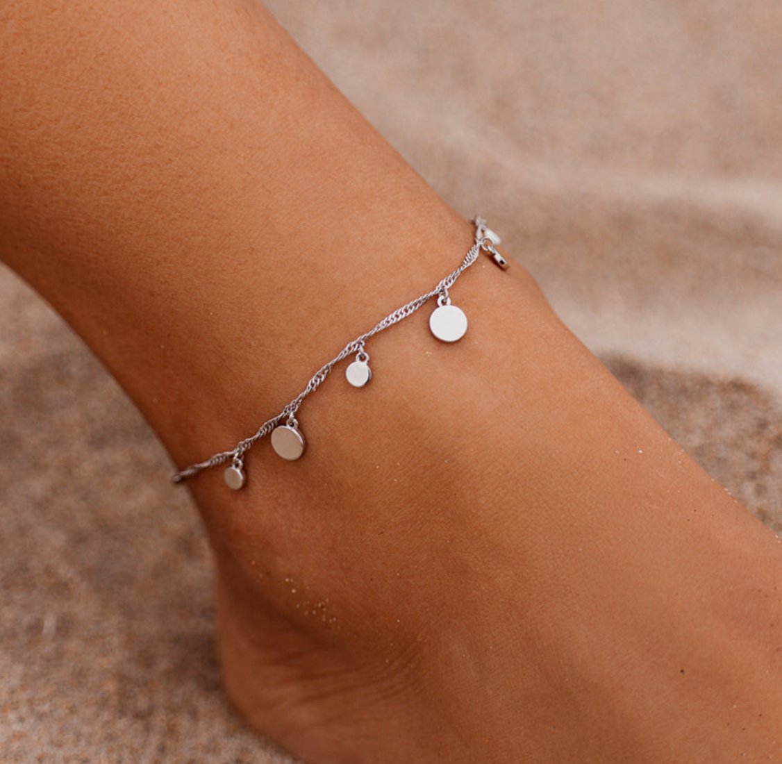 MIXED MINI COINS CHAIN ANKLET SILVER