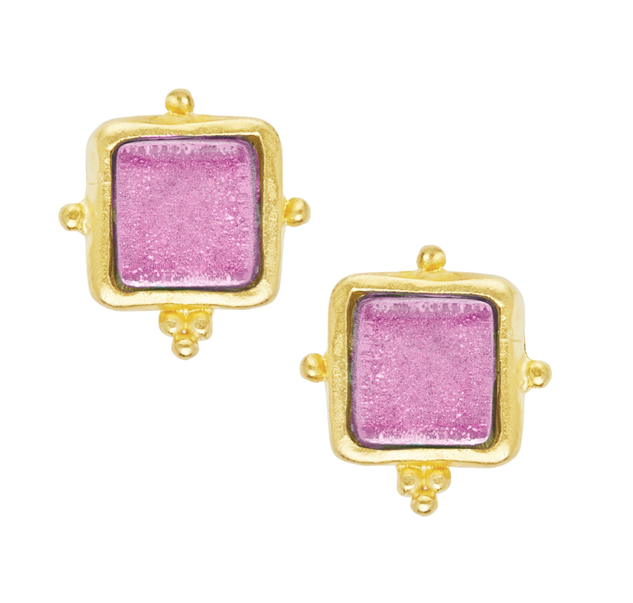 GOLD/PINK FRENCH GLASS EARRING
