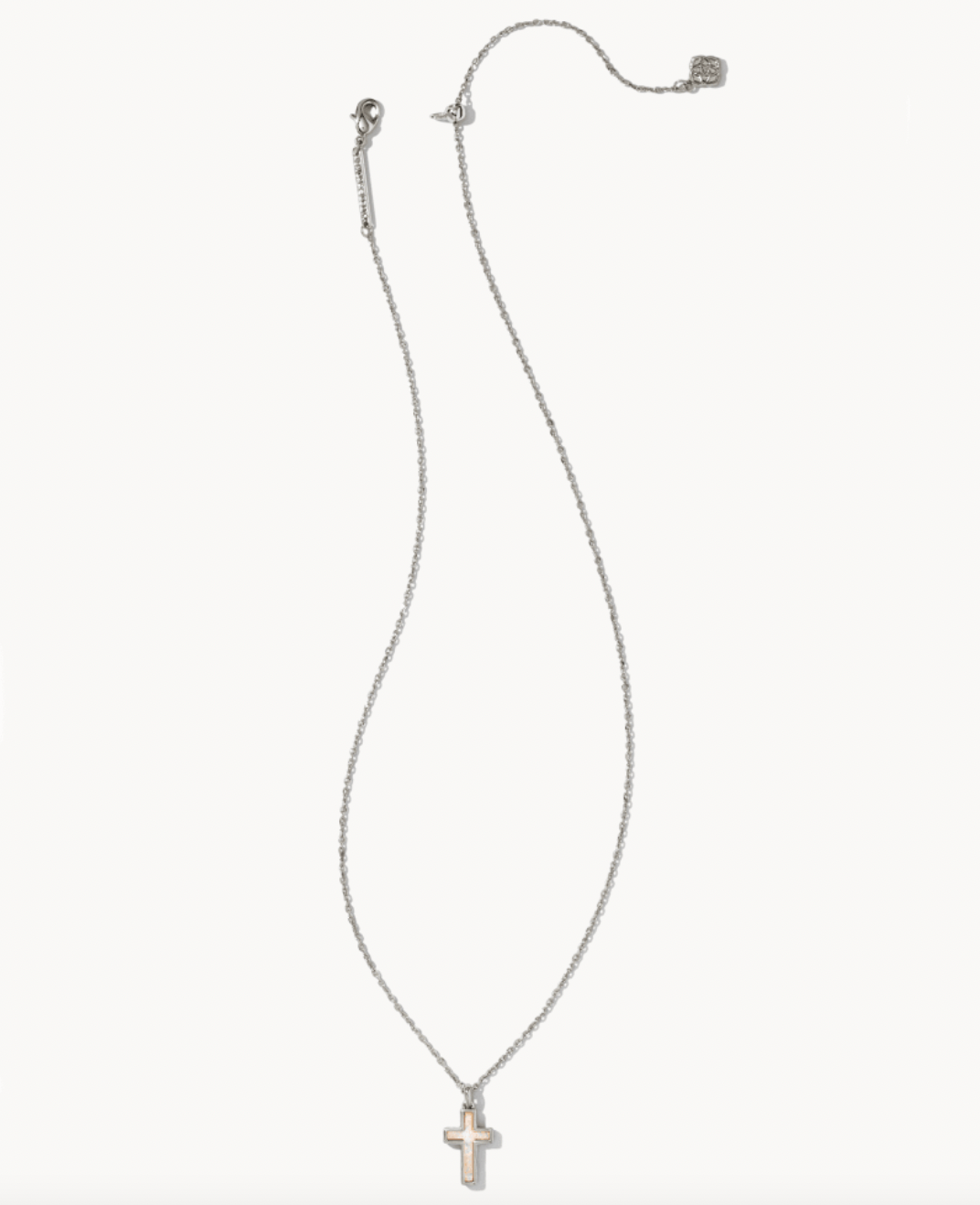 CROSS PENDANT SILVER/WHITE OPAL