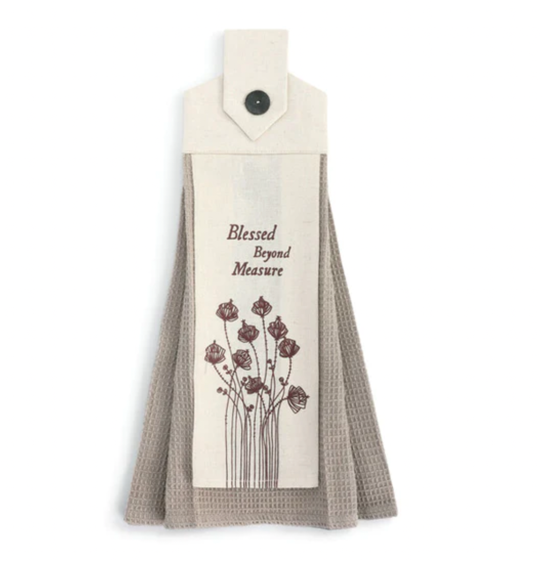 BLESSED BEYOND BUTTON TEA TOWEL