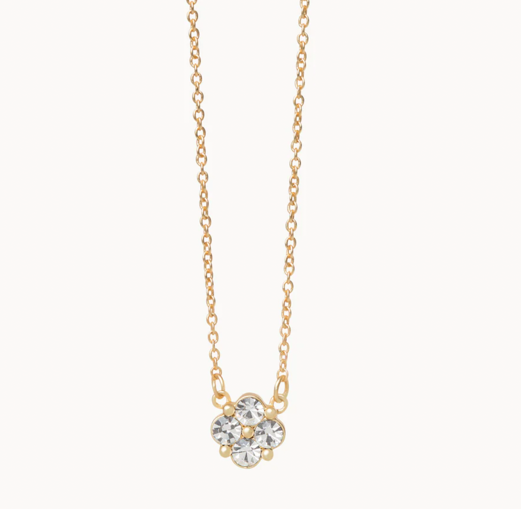 BLESSED/CRYSTAL CLOVER NECKLACE - GOLD