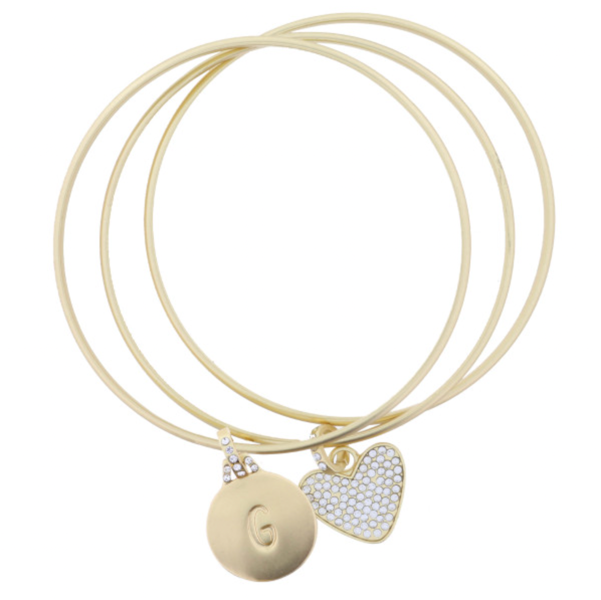 GOLD HEART BANGLE INITIAL S/3