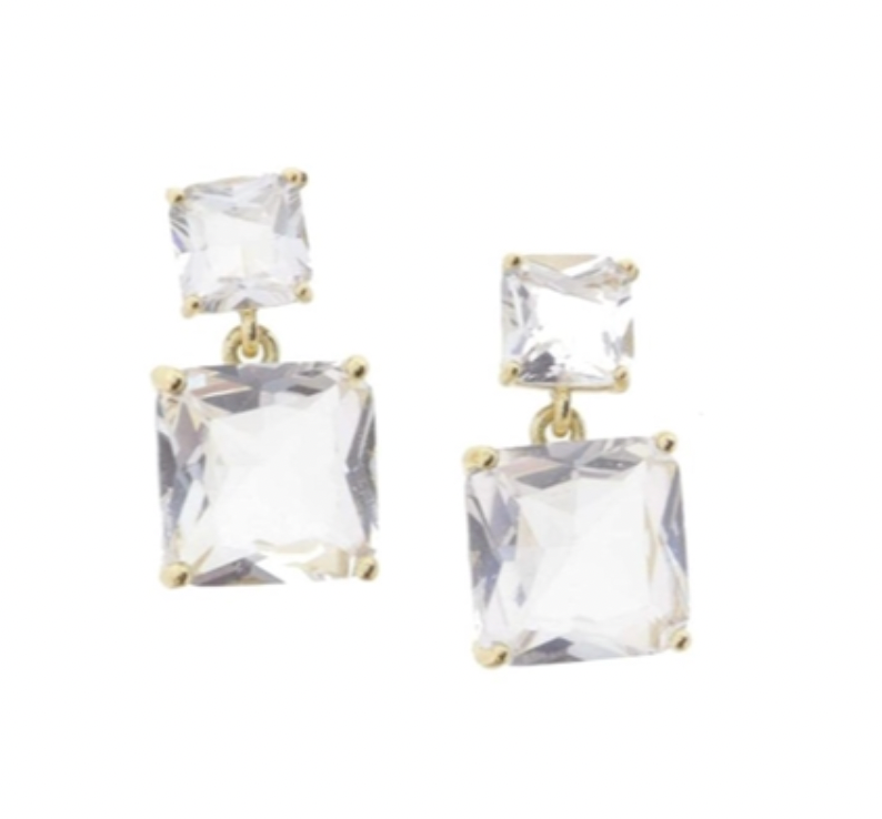 SMALL SQUARE CLEAR CRYSTAL W/ SQUARE CRYSTAL