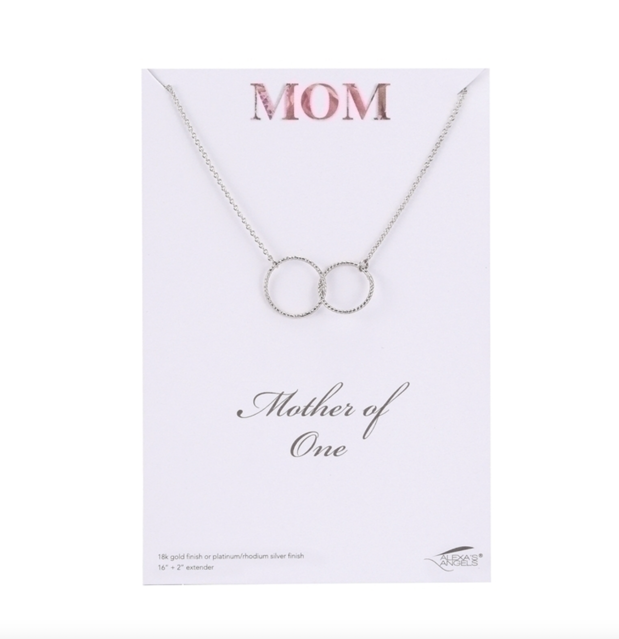 16" MOTHER OF ONE NECKLACE SILVER
