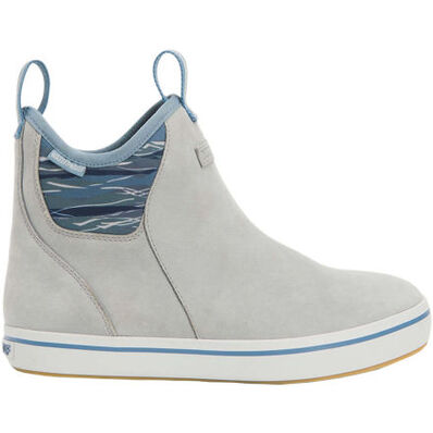 WOMEN'S LEATHER ANKLE DECK BOOT - GRAY BEACHGLASS