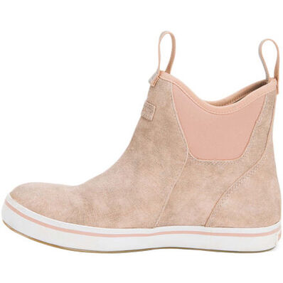 WOMEN'S LEATHER ANKL DECK BOOT - PINK