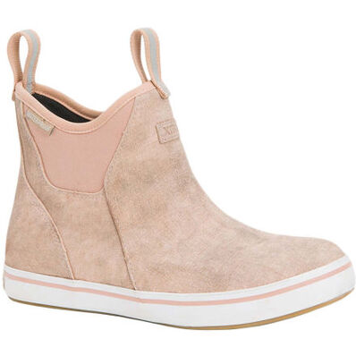 WOMEN'S LEATHER ANKL DECK BOOT - PINK