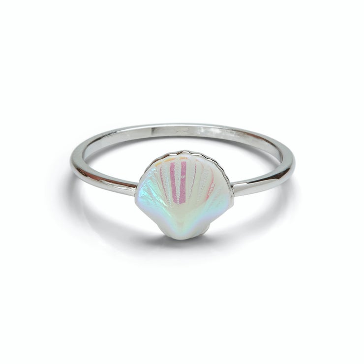 IRIDESCENT SHELL RING SILVER