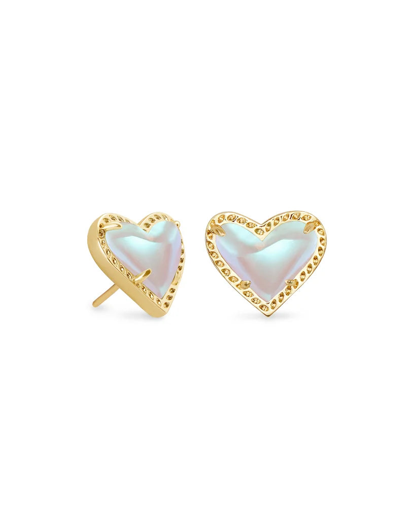 ARI HEART STUD EARRINGS - DICHROIC GLASS